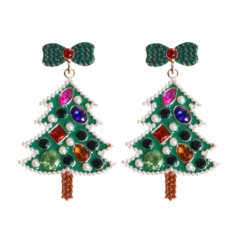 Wholesale Christmas Diamond Inlaid Alloy Earrings